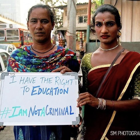 Pooja and Meetu holding #IAmNotACriminal whiteboards in Mumbai