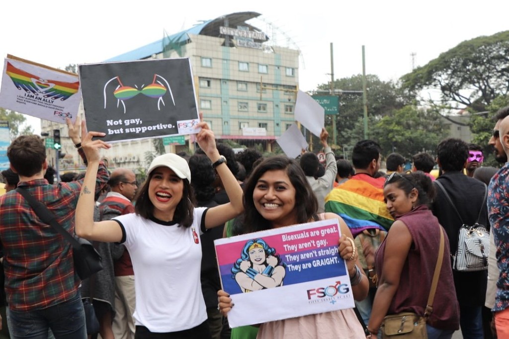 The FSOG crew marching with placards at Bengaluru Pride