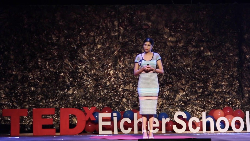 Shubham Mehrotra on the TEDxEicherSchool stage